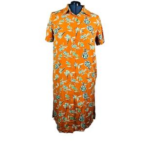 1290 Women s sz 2XL collared shirt dress long floral Hawaiian button front